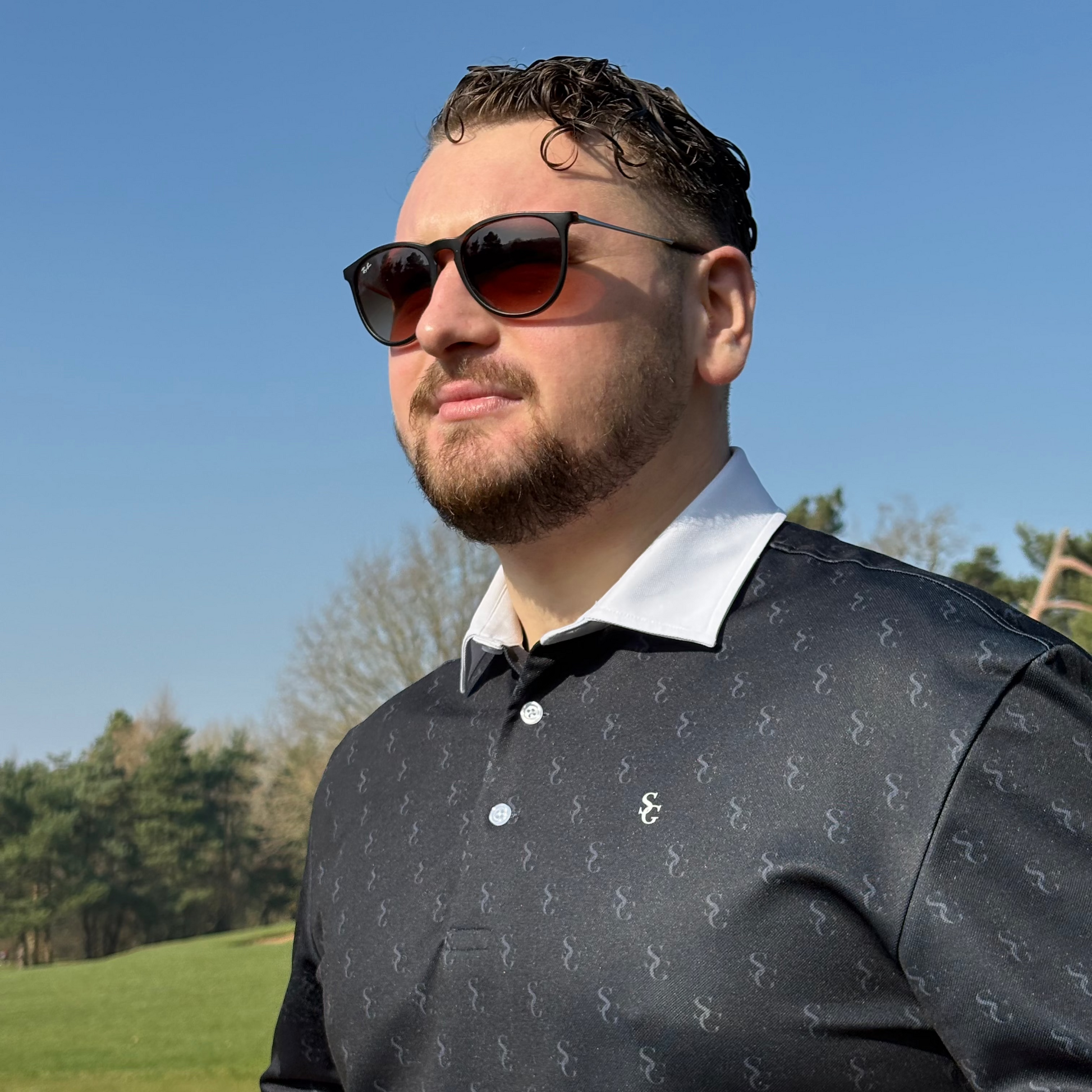Carbon Black Monogram Polo Shirt